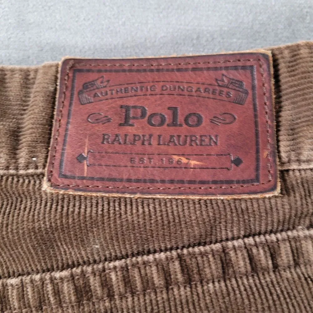 Polo Ralph Lauren Corduroy Pants Mens 37x34 Brown Straight Leg Chino Ribbed Pant